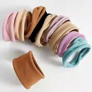 左欧 高弹面膜高马尾不塌头绳加宽超宽无接缝发绳扎头发 弹力绳 发圈 女款