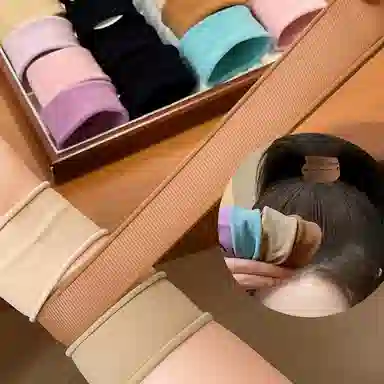 左欧 高弹面膜高马尾不塌头绳加宽超宽无接缝发绳扎头发 弹力绳 发圈 女款