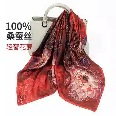 丝萝工艺 上海故事 花萝真丝喷绘大方巾 桑蚕丝 丝巾 女款 别样桃花