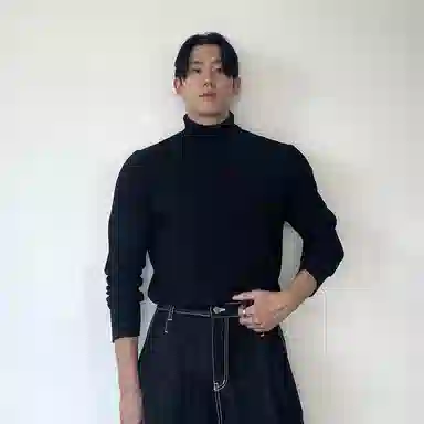 我是大卫 修身竖条纹打底韩系高领商务针织衫 男女同款