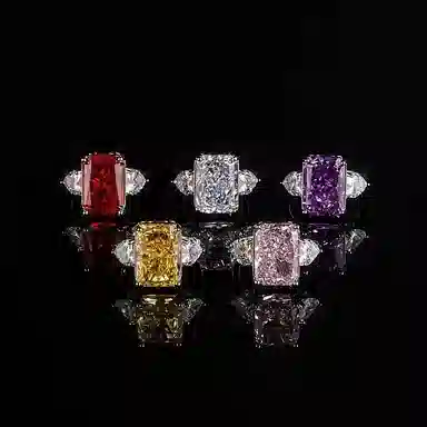 克拉日记 几何时尚冰糖方钻帕帕拉恰轻奢甜美女友对戒锦鲤事业招财健康平安桃花礼盒装 合金 戒指 女款