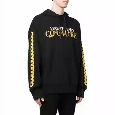 Versace Jeans Couture SS24 Colorblock Logo Hoodie Black
