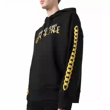 Versace Jeans Couture SS24 Colorblock Logo Hoodie Black
