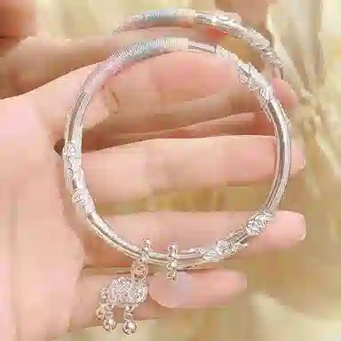 克拉日记 编织绳如意平安锁繁花似锦编织镀银女平安好运锁银镯子闭口小众设计高级首饰手饰礼盒装 琉璃 手镯 女款