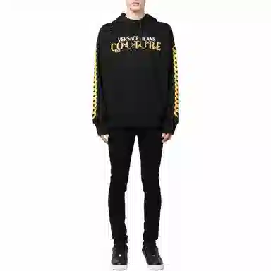 Versace Jeans Couture SS24 Colorblock Logo Hoodie Black