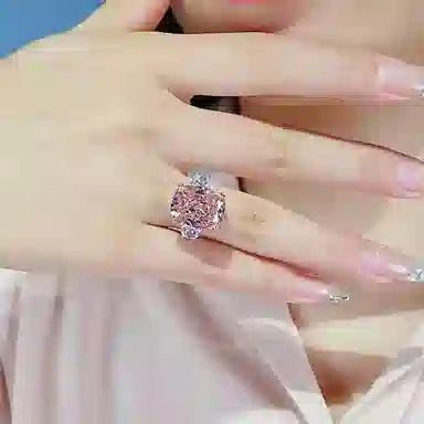 克拉日记 几何时尚冰糖方钻帕帕拉恰轻奢甜美女友对戒锦鲤事业招财健康平安桃花礼盒装 合金 戒指 女款