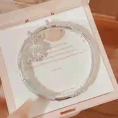 克拉日记 编织绳如意平安锁繁花似锦编织镀银女平安好运锁银镯子闭口小众设计高级首饰手饰礼盒装 琉璃 手镯 女款