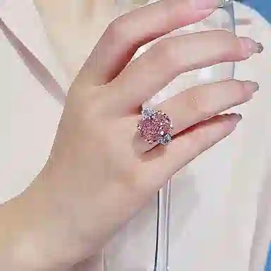 克拉日记 几何时尚冰糖方钻帕帕拉恰轻奢甜美女友对戒锦鲤事业招财健康平安桃花礼盒装 合金 戒指 女款