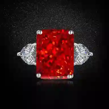 克拉日记 几何时尚冰糖方钻帕帕拉恰轻奢甜美女友对戒锦鲤事业招财健康平安桃花礼盒装 合金 戒指 女款