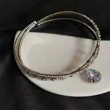 克拉日记 夸张闪钻高级小众设计感新娘婚纱礼服旅拍配饰锁骨链 琉璃 玉石项链 女款