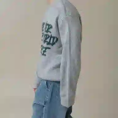 我是大卫 美式圆领字母印花复古慵懒风针织衫 男女同款 灰色