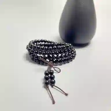 耳玺 素串佛珠国风传统复古风高级感手持盘玩中式转运珠小众创意设计感国潮 紫光檀 木作手串 男女同款情侣款