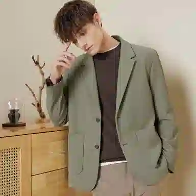 红豆 条纹提花易打理休闲西装 男款