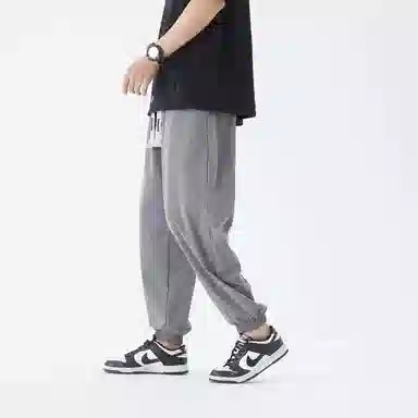 三体 冰丝垂感拖地透气美式复古基础纯色简约百搭户外通勤潮牌高街抽绳宽松直筒柔软舒适弹力学生多巴胺休闲裤 男女同款