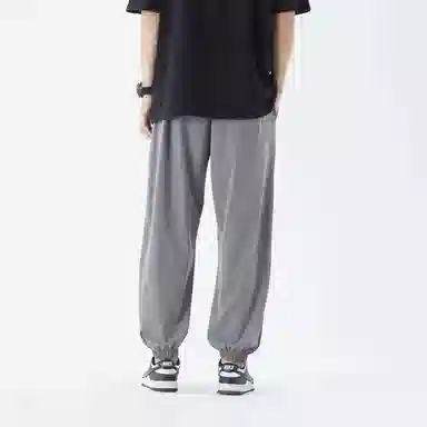 三体 冰丝垂感拖地透气美式复古基础纯色简约百搭户外通勤潮牌高街抽绳宽松直筒柔软舒适弹力学生多巴胺休闲裤 男女同款