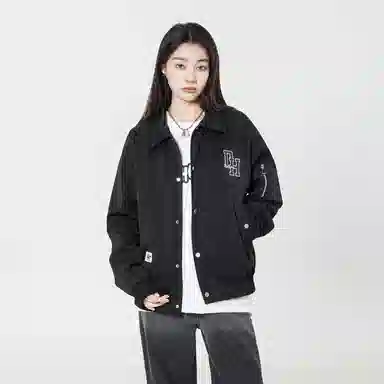 敦煌博物馆 美式机能风简约字母万针刺绣复古百搭大码宽松休闲翻领长袖夹克外套 男女同款