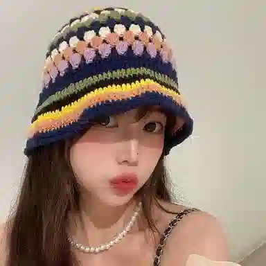 优幽兰 韩系透气大头围显脸小遮阳时尚出游文艺撞色高级感百搭防晒盆帽素颜遮脸 腈纶 聚酯纤维 渔夫帽 女款