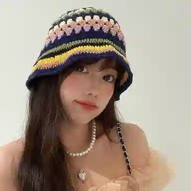 优幽兰 韩系透气大头围显脸小遮阳时尚出游文艺撞色高级感百搭防晒盆帽素颜遮脸 腈纶 聚酯纤维 渔夫帽 女款