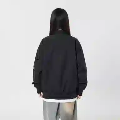 敦煌博物馆 山系户外机能防风防水飘带拉链纯色军旅风宽松休闲大码落肩棒球领飞行夹克外套 男女同款