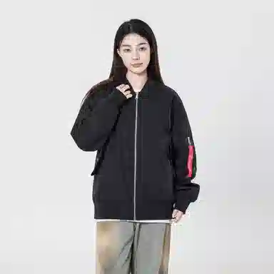 敦煌博物馆 山系户外机能防风防水飘带拉链纯色军旅风宽松休闲大码落肩棒球领飞行夹克外套 男女同款