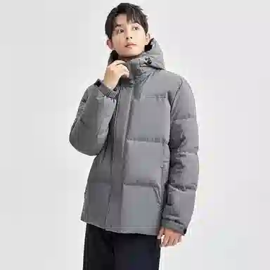 佐丹奴 拉链口袋连帽梭织羽绒服 男款
