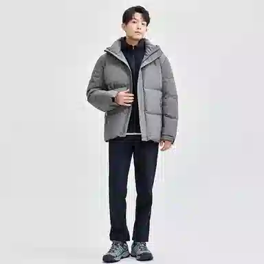 佐丹奴 拉链口袋连帽梭织羽绒服 男款