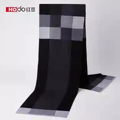 红豆 商务休闲针织英伦格子 羊毛 绒线围巾 男款