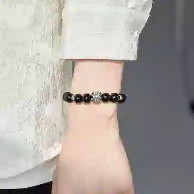 老凤祥 祥瑞醒狮 新中式复古国潮气质高级感如意吉祥好运 黑曜石 手串 男女同款情侣款