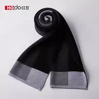 红豆 商务休闲针织英伦格子 羊毛 绒线围巾 男款