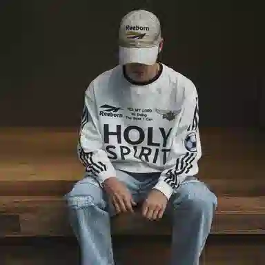 False Perception HOLY SPIRIT Vintage Sweatshirt White