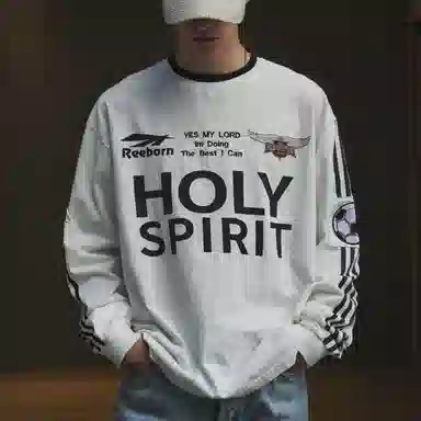 False Perception HOLY SPIRIT Vintage Sweatshirt White