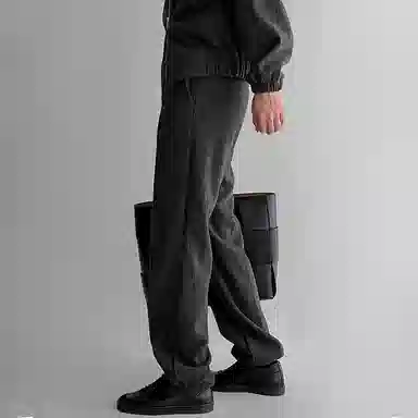 我是大卫 美拉德运动重磅拼接阔腿裤轻熟休闲裤 男女同款 深灰色