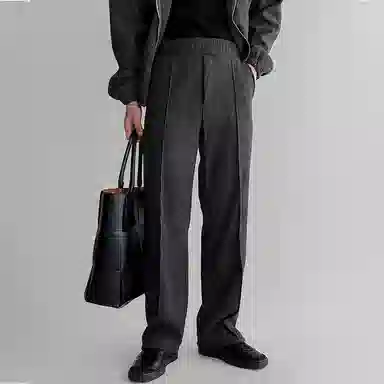 我是大卫 美拉德运动重磅拼接阔腿裤轻熟休闲裤 男女同款 深灰色