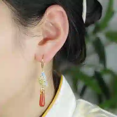 小银匠 新中式耳饰耳坠中国风 宫廷古风复古款 玛瑙 耳环 女款