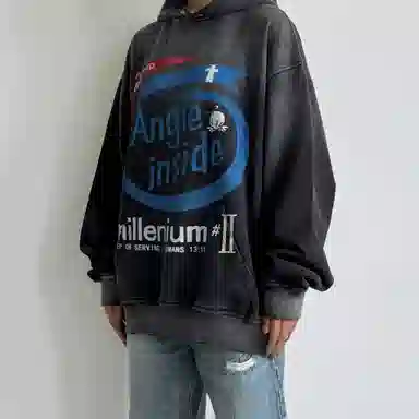 False Perception Little Angel Hoodie Washed Black