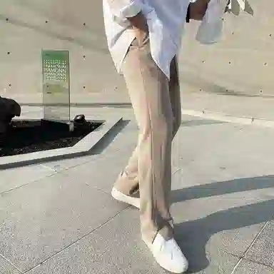 我是大卫 设计感开叉拖地宽松阔腿裤基础款休闲裤 男女同款