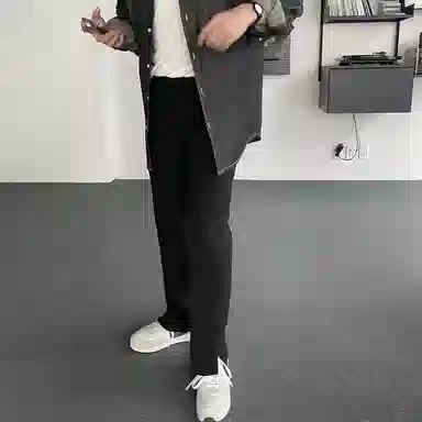 我是大卫 设计感开叉拖地宽松阔腿裤基础款休闲裤 男女同款