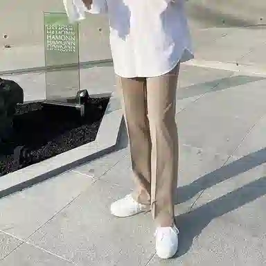 我是大卫 设计感开叉拖地宽松阔腿裤基础款休闲裤 男女同款