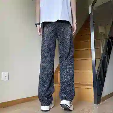 玉儿恋 美式高街风小众提花宽松水洗牛仔裤 男款