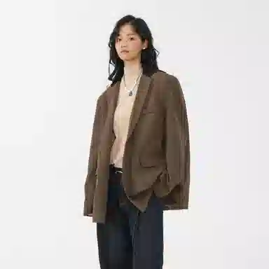 经典美拉德小西服外套简约韩版休闲宽松渐变单排扣垂感垫肩长袖西装 男女同款