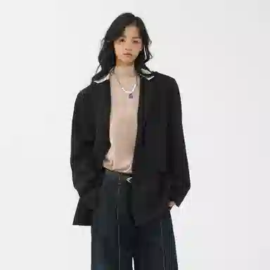 经典美拉德小西服外套简约韩版休闲宽松渐变单排扣垂感垫肩长袖西装 男女同款