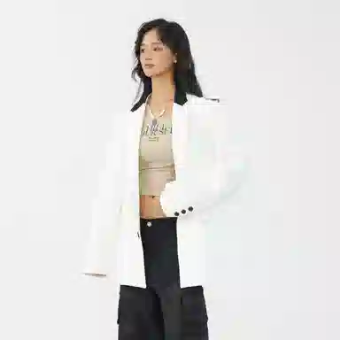 经典美拉德小西服外套简约韩版休闲宽松渐变单排扣垂感垫肩长袖西装 男女同款