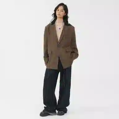 经典美拉德小西服外套简约韩版休闲宽松渐变单排扣垂感垫肩长袖西装 男女同款