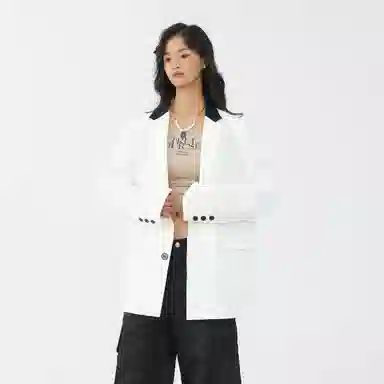 经典美拉德小西服外套简约韩版休闲宽松渐变单排扣垂感垫肩长袖西装 男女同款