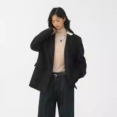 经典美拉德小西服外套简约韩版休闲宽松渐变单排扣垂感垫肩长袖西装 男女同款