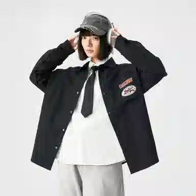 敦煌博物馆 日系复古纯色华夫格舒适百搭休闲翻领长袖衬衫 男女同款