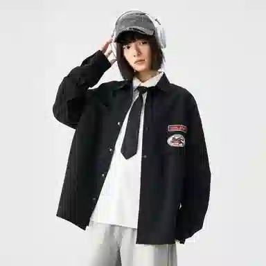 敦煌博物馆 日系复古纯色华夫格舒适百搭休闲翻领长袖衬衫 男女同款