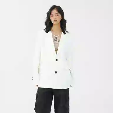 经典美拉德小西服外套简约韩版休闲宽松渐变单排扣垂感垫肩长袖西装 男女同款