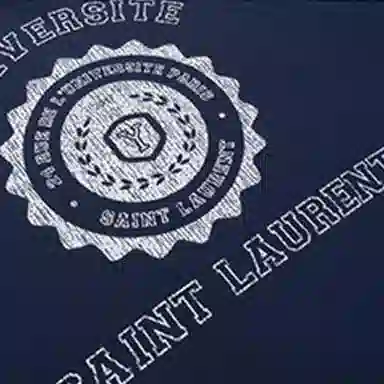 Saint Laurent Logo Crewneck Sweatshirt Navy