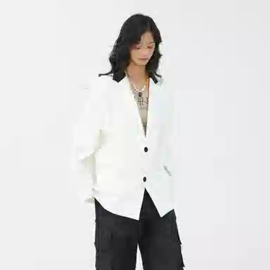 经典美拉德小西服外套简约韩版休闲宽松渐变单排扣垂感垫肩长袖西装 男女同款